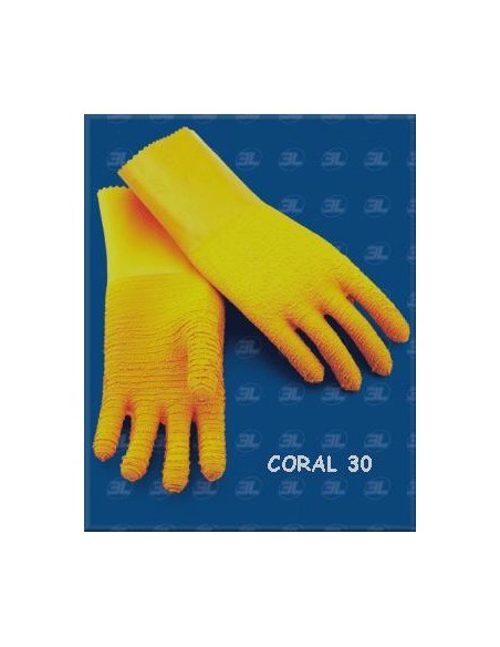 GUANTE LATEX RUGOSO LARGO CORAL-30 talla 7 3L