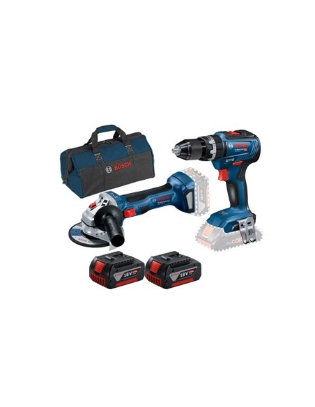 Bosch TALADRO percutor GSB 18V-55 2BAT 4,0AH + AMOLADORA GWS18V-7