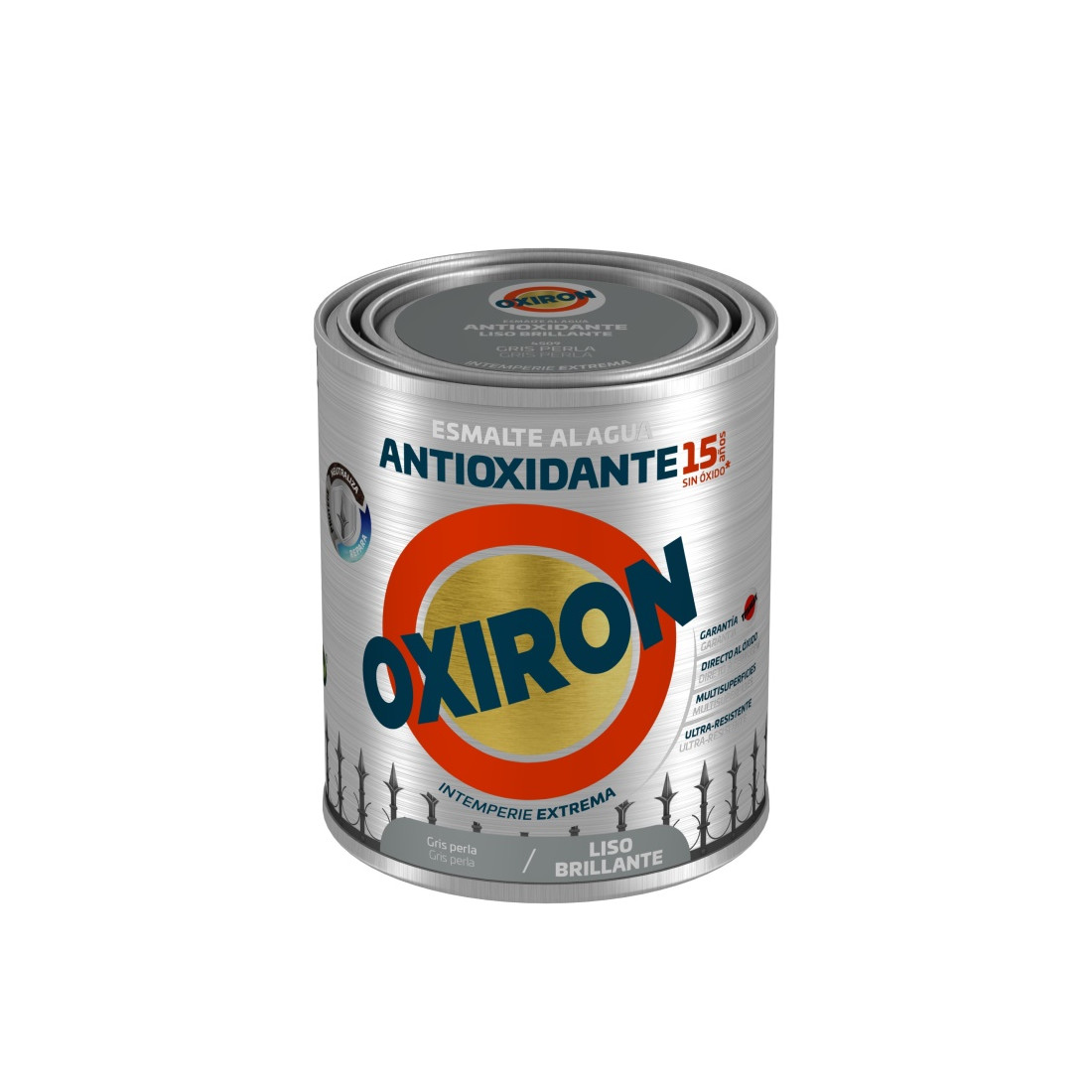 Oxiron esmalte antióxido liso brillante agua GRIS PERLA 750 ml