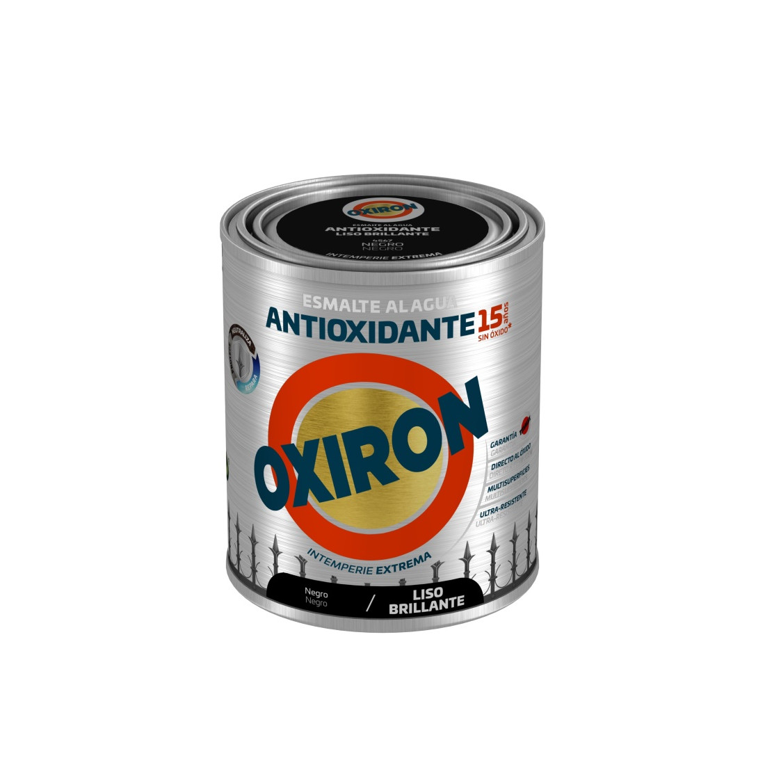 Oxiron esmalte antióxido liso brillante agua NEGRO 750 ml