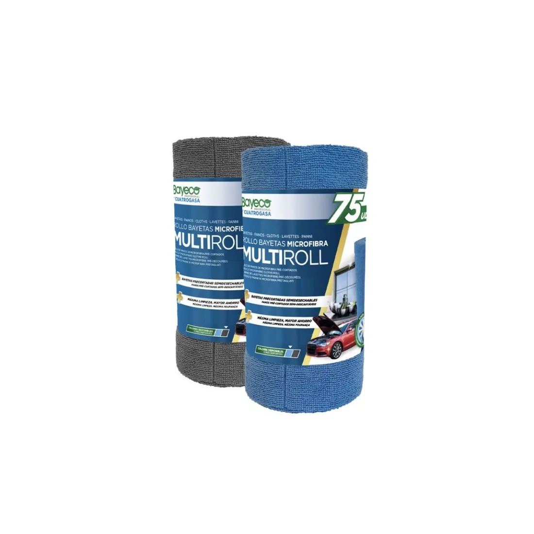 Bayeta microfibra rollo 75 uds gris Bayeco Pro
