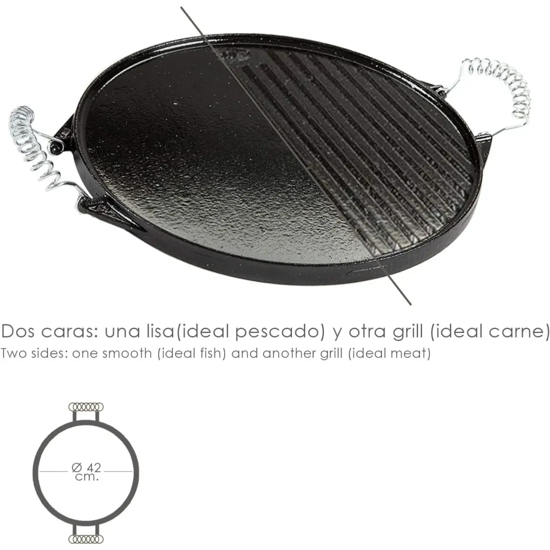 Plancha asar redonda 52 cm Garcima 12055 hierro fundido Guison