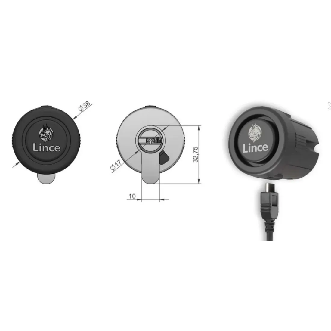 Lince cilindro seguridad latón con pomo EX.15 mm 30x40 CPLUS ALARM CP54030LZ