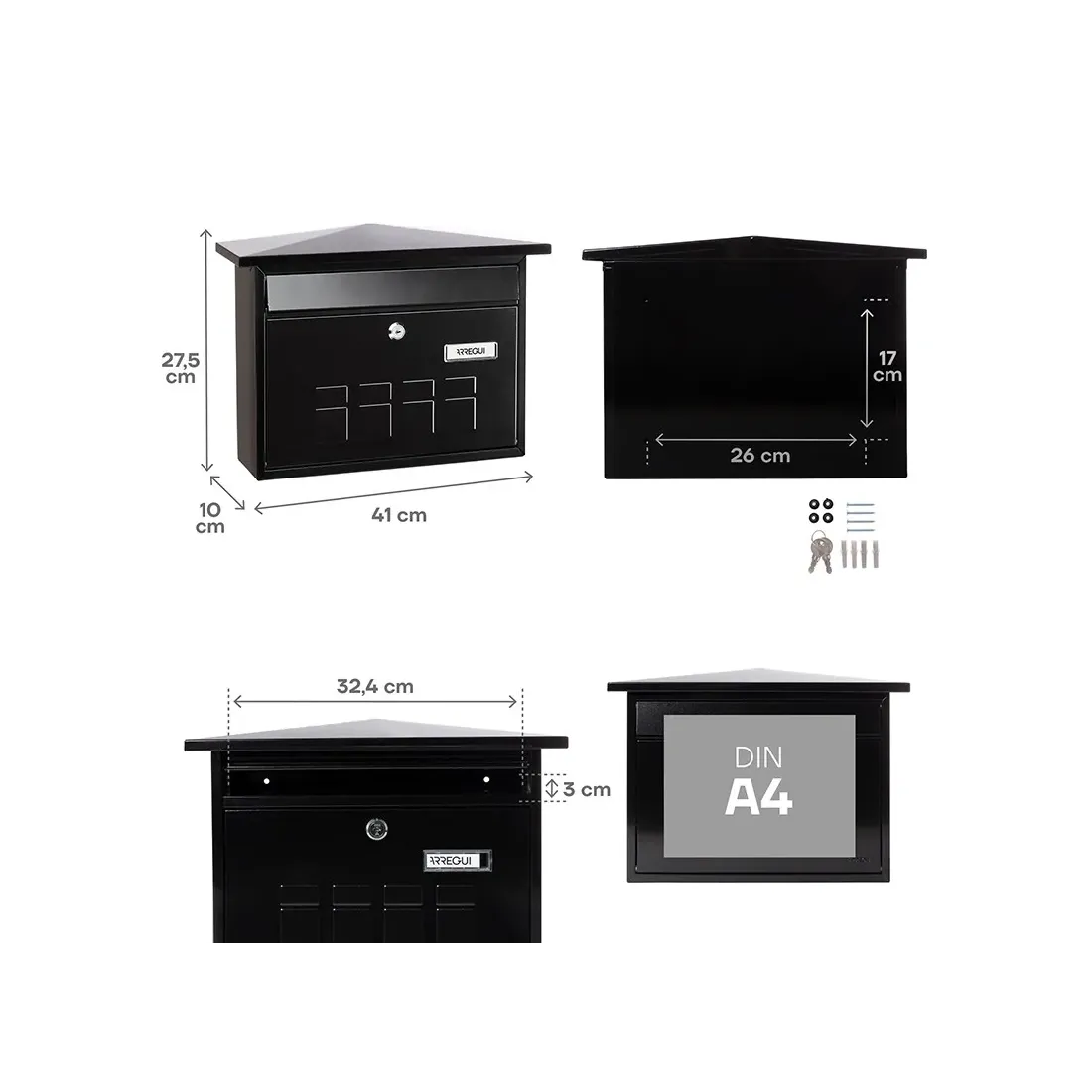 Buzón Arregui Deco E5704 Negro DIN A4