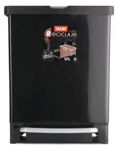 Tatay CUBO PEDAL 1101600 reciclaje 17L CON CUBETA 8L NEGRO